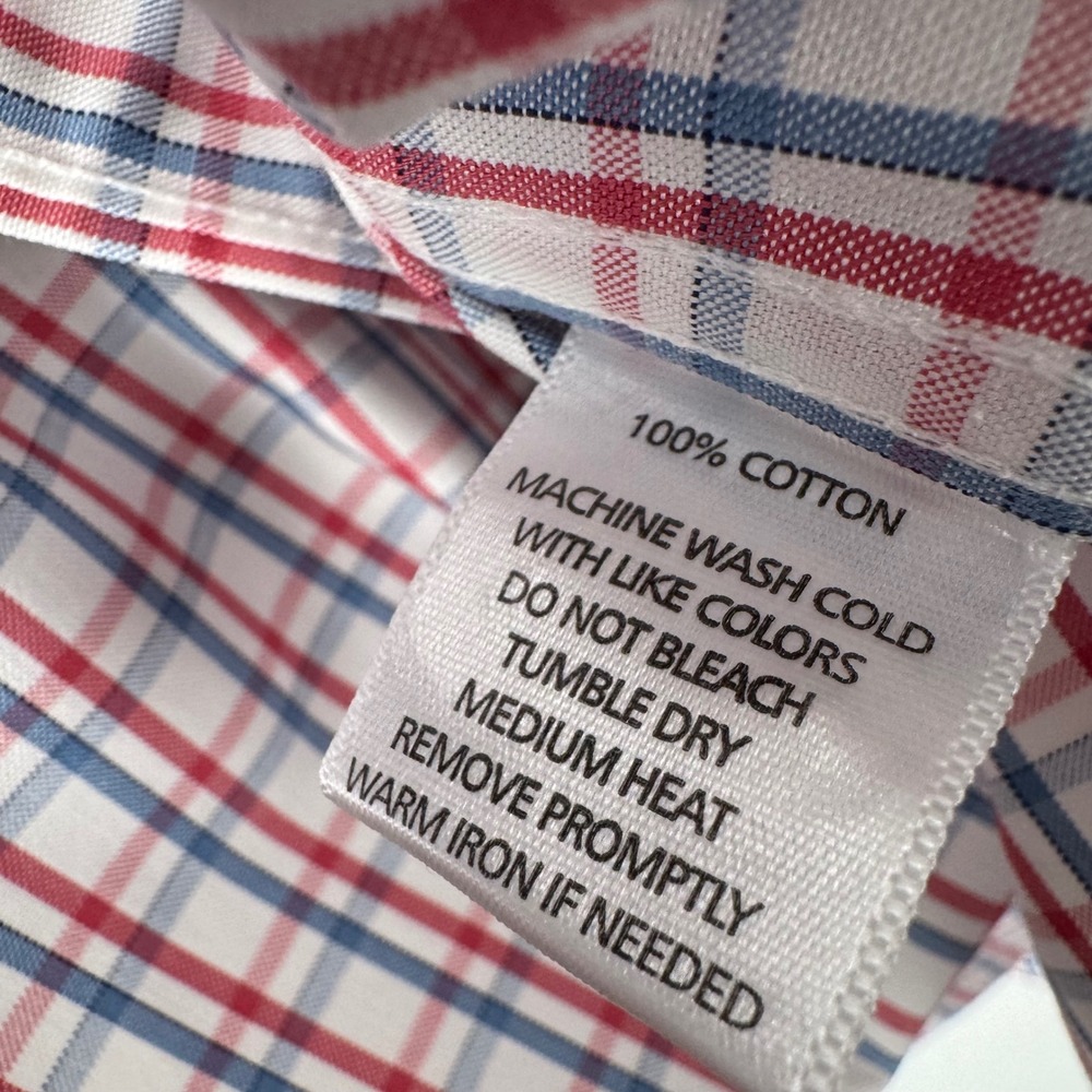 UNTUCKit Wrinkle Free Checkered Button Down Shirt Mens XL Cotton Red Blue - Picture 6 of 9